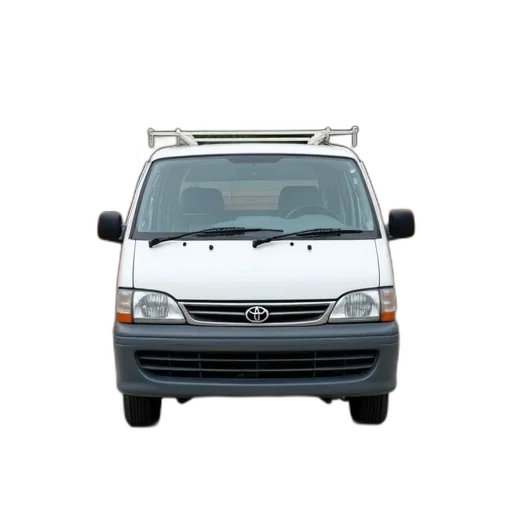 car, face, staff, 3d render, photorealistic, white, toyota, van transparent PNG cut-out