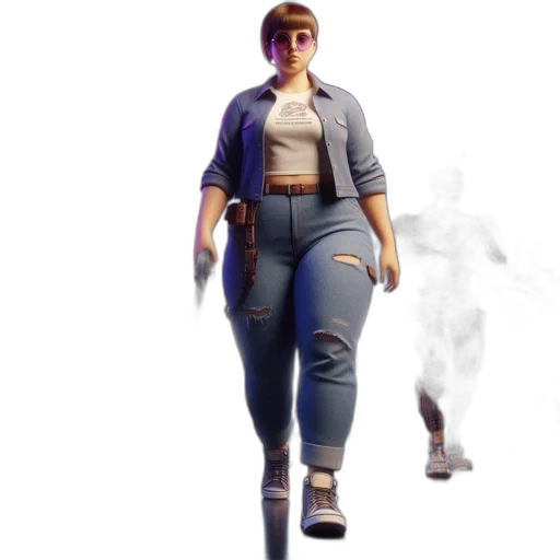 jacket, staff, weapon, creature, concept art, 3d render, cyberpunk, fantasy art transparent PNG cut-out