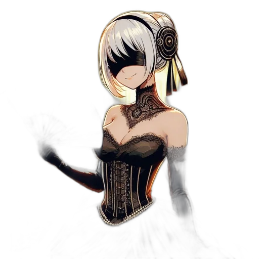 mask, dress, staff, crown, fantasy art, concept art, pixel art, anime transparent PNG cut-out