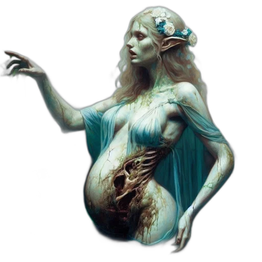 creature, dress, concept art, fantasy art, pixel art, photorealistic, blue, aquatic transparent PNG cut-out