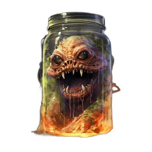 creature, mask, face, bottle, concept art, 3d render, pixel art, fantasy art transparent PNG cut-out