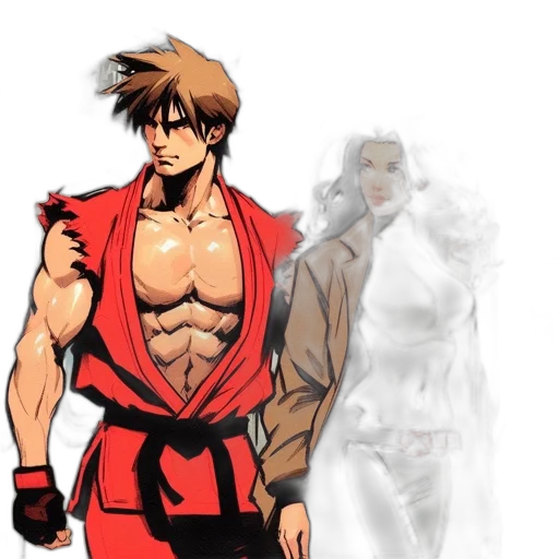 jacket, concept art, pixel art, comic book art, anime, red, two, animated transparent PNG cut-out