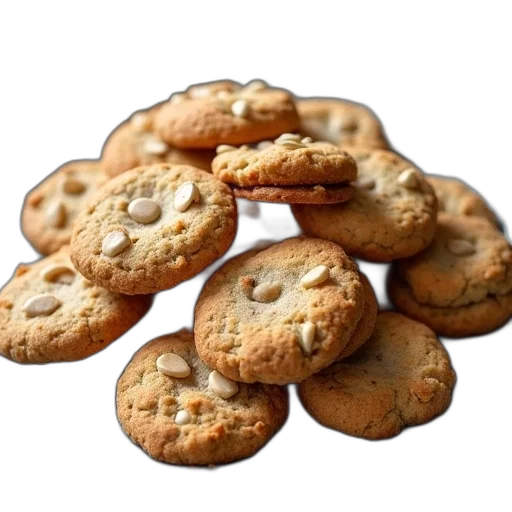 food, photorealistic, 3d render, plate, filled, cookie, brittles, crackers transparent PNG cut-out