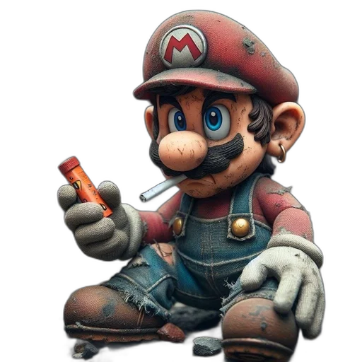 weapon, staff, concept art, 3d render, photorealistic, mario, rugged, worn-out transparent PNG cut-out