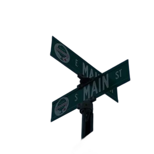 3d render, city street, street, sign, intersection, main, blue, sky transparent PNG cut-out
