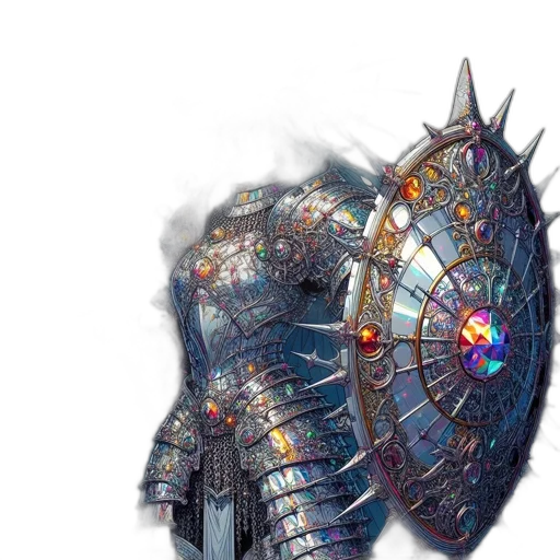 weapon, crown, robot, mask, concept art, fantasy art, cyberpunk, 3d render transparent PNG cut-out