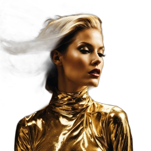 jewelry, jacket, crown, photorealistic, concept art, comic book art, golden, woman transparent PNG cut-out