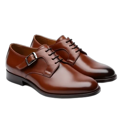 shoes, pair, brown, leather, smooth, finish, simple, design transparent PNG cut-out