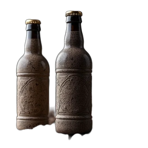 bottle, crown, 3d render, earth tones transparent PNG cut-out