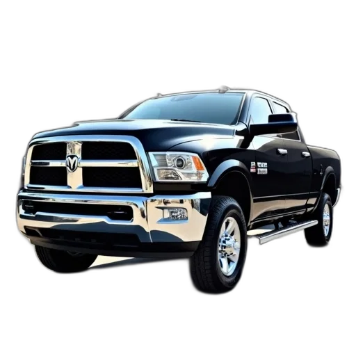 car, photorealistic, 3d render, black, pickup, truck, parked, front transparent PNG cut-out