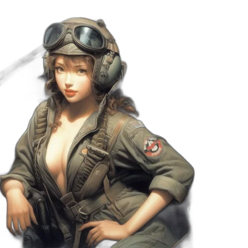 weapon, jacket, concept art, photorealistic, pixel art, oil painting, young, woman transparent PNG cut-out
