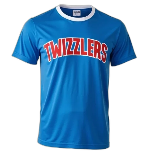 blue, t-shirt, word, twizzlers, red, white, letters, front transparent PNG cut-out