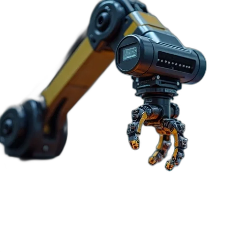 robot, weapon, staff, animal, 3d render, concept art, cyberpunk, photorealistic transparent PNG cut-out