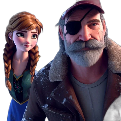 concept art, 3d render, fantasy art, photorealistic, snow, two, characters, jovial transparent PNG cut-out