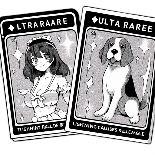 concept art, anime, monochrome, two, ultra, rare, collectible, cards transparent PNG cut-out