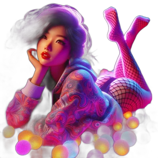 fantasy art, photorealistic, concept art, pixel art, neon lights, outer space, colorful, neon transparent PNG cut-out