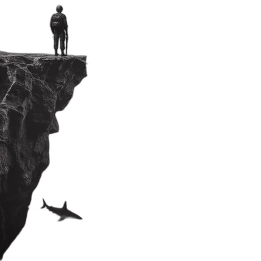 concept art, dramatic, scene, features, figure, cliff, wearing, tactical transparent PNG cut-out