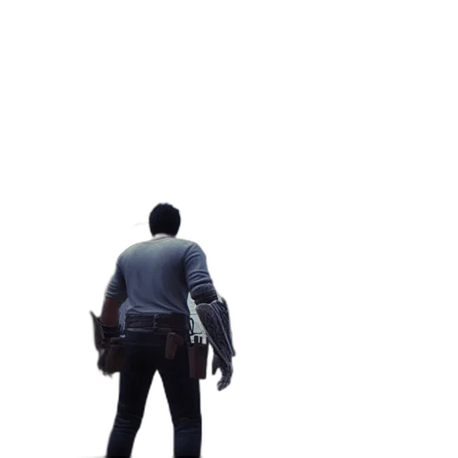 jacket, staff, robot, weapon, concept art, 3d render, photorealistic, pixel art transparent PNG cut-out