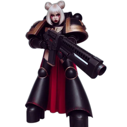 weapon, concept art, 3d render, masked, figure, futuristic, black, armor transparent PNG cut-out