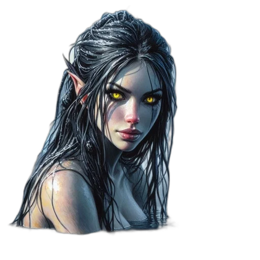 face, fantasy art, concept art, comic book art, photorealistic, dark, female, character transparent PNG cut-out