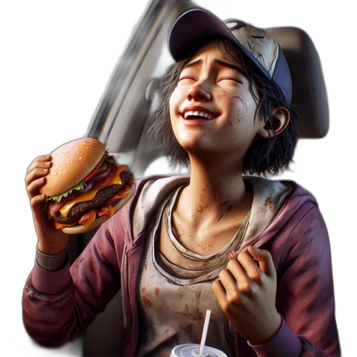 food, photorealistic, concept art, 3d render, fantasy art, young, woman, happily transparent PNG cut-out