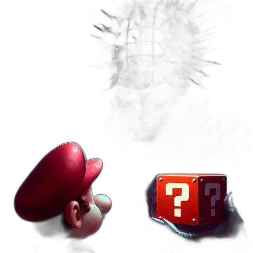 robot, crown, concept art, 3d render, pixel art, photorealistic, red, mario transparent PNG cut-out