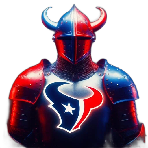 mask, armored, knight, figure, houston, texans, emblem, stands transparent PNG cut-out