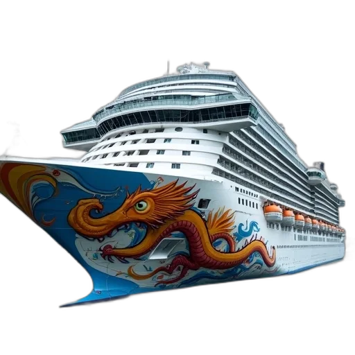 dragon, photorealistic, 3d render, concept art, fantasy art, large, cruise, ship transparent PNG cut-out
