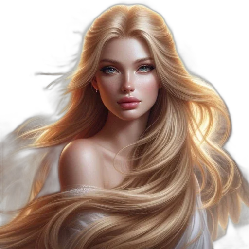 hair, face, fantasy art, photorealistic, oil painting, concept art, golden, earth tones transparent PNG cut-out