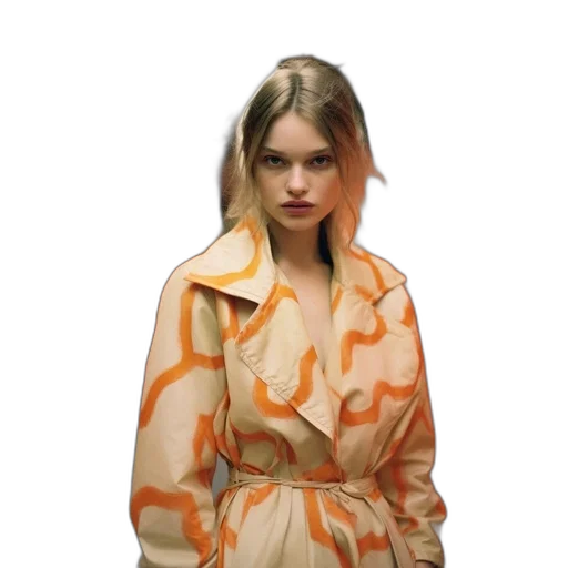 jacket, dress, face, photorealistic, concept art, 3d render, earth tones, golden transparent PNG cut-out