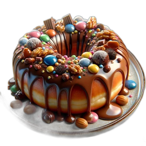 food, crown, jewelry, 3d render, photorealistic, enticing, doughnut, covered transparent PNG cut-out