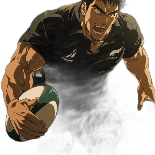 dragon, anime, photorealistic, concept art, cartoon, rugby, player, wearing transparent PNG cut-out