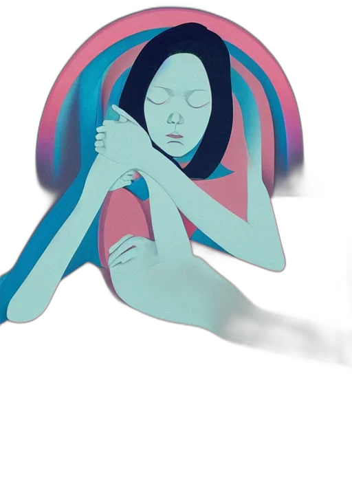 mask, concept art, vaporwave, watercolor transparent PNG cut-out