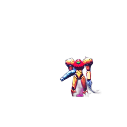 robot, weapon, creature, staff, pixel art, concept art, vaporwave, 3d render transparent PNG cut-out