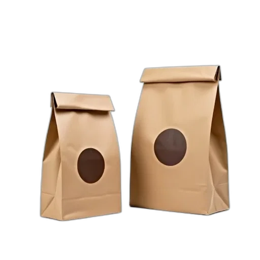 food, 3d render, earth tones, two, identical, brown, paper, bags transparent PNG cut-out