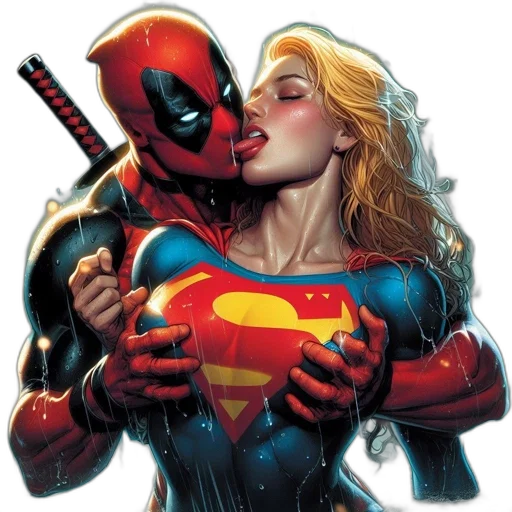 comic book art, concept art, superhero, pair, one, red, skin, suit transparent PNG cut-out