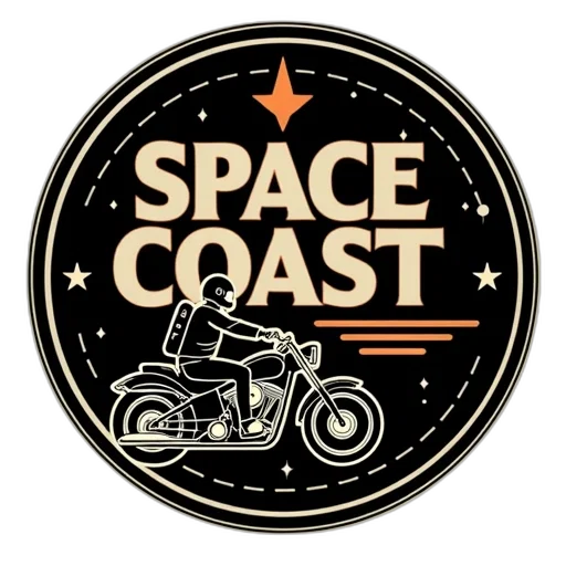 concept art, outer space, stylized, logo, featuring, words, space, coast transparent PNG cut-out