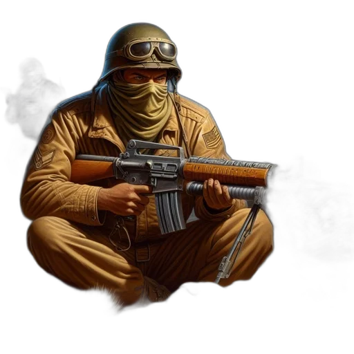 weapon, mask, jacket, staff, concept art, pixel art, photorealistic, comic book art transparent PNG cut-out
