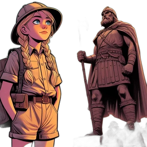 comic book art, concept art, cartoon, fantasy art, earth tones, left, woman, long transparent PNG cut-out