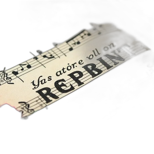 weapon, 3d render, close-up, view, vintage, sheet, music, musical transparent PNG cut-out