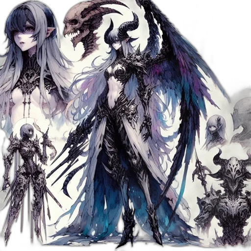 staff, mask, dragon, concept art, fantasy art, pixel art, anime, monochrome transparent PNG cut-out