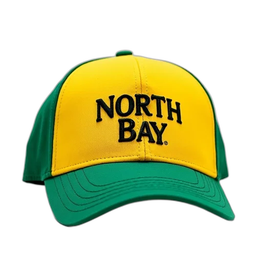 hat, green, yellow, baseball, cap, word, north, bay transparent PNG cut-out