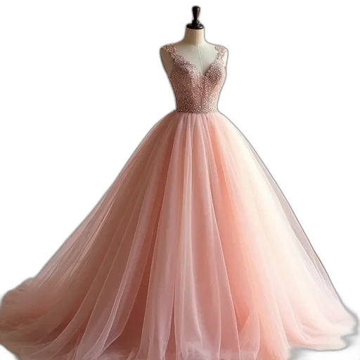 dress, 3d render, pastel, colorful, blush, pink, tulle, wedding transparent PNG cut-out