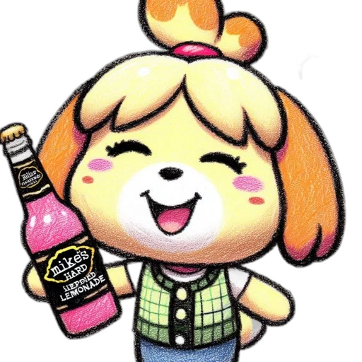bottle, animal, crown, staff, pixel art, vaporwave, concept art, cartoon transparent PNG cut-out
