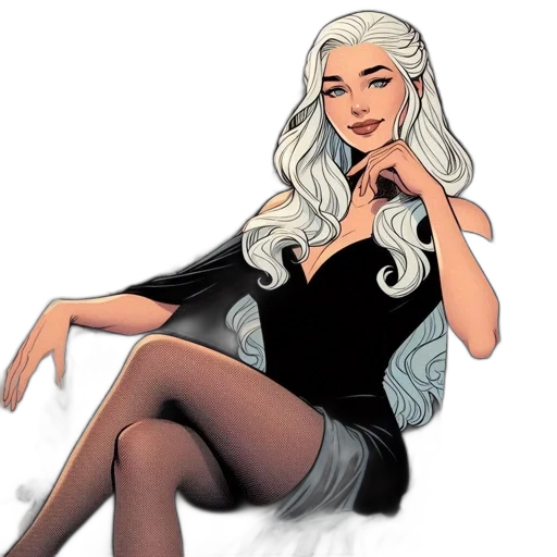 dress, comic book art, fantasy art, concept art, cartoon, woman, wavy, silver transparent PNG cut-out
