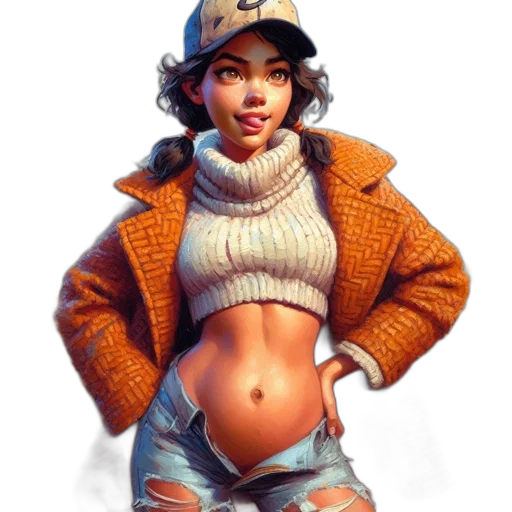 jacket, hat, concept art, fantasy art, photorealistic, comic book art, earth tones, pastel transparent PNG cut-out