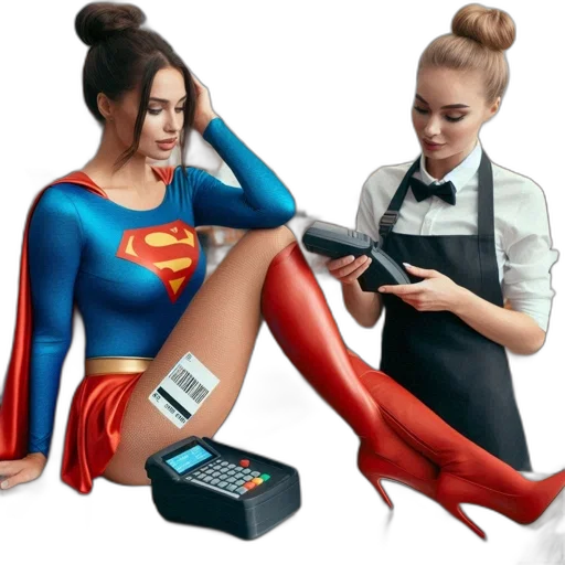 shoes, comic book art, concept art, fantasy art, cartoon, woman, dressed, supergirl transparent PNG cut-out