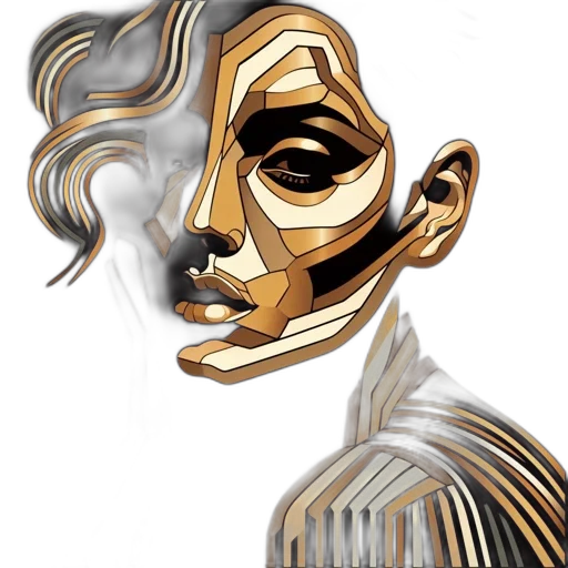 mask, face, comic book art, cartoon, concept art, fantasy art, golden, earth tones transparent PNG cut-out