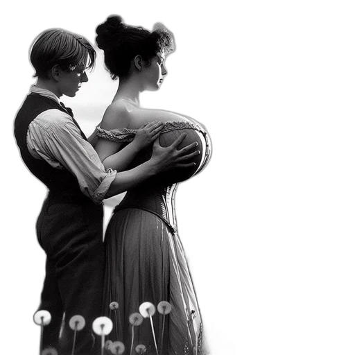 dress, photorealistic, pencil sketch, fire, black, white, photo, shows transparent PNG cut-out