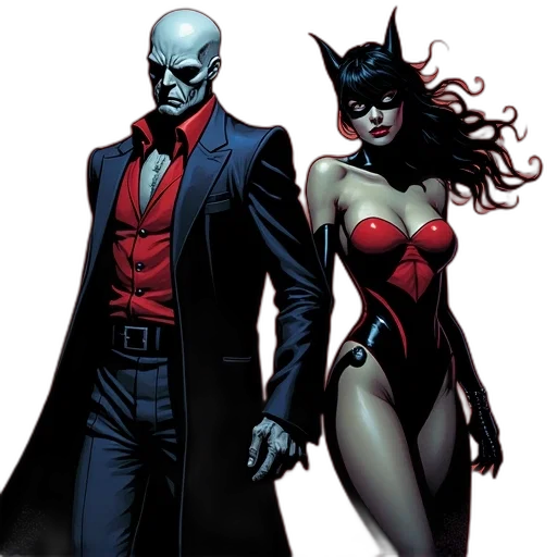 comic book art, concept art, new, deadman, catwoman transparent PNG cut-out